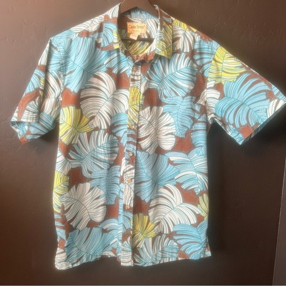 Cooke street Honolulu Color : Blue: brown Tropical Print Shirt Size: L